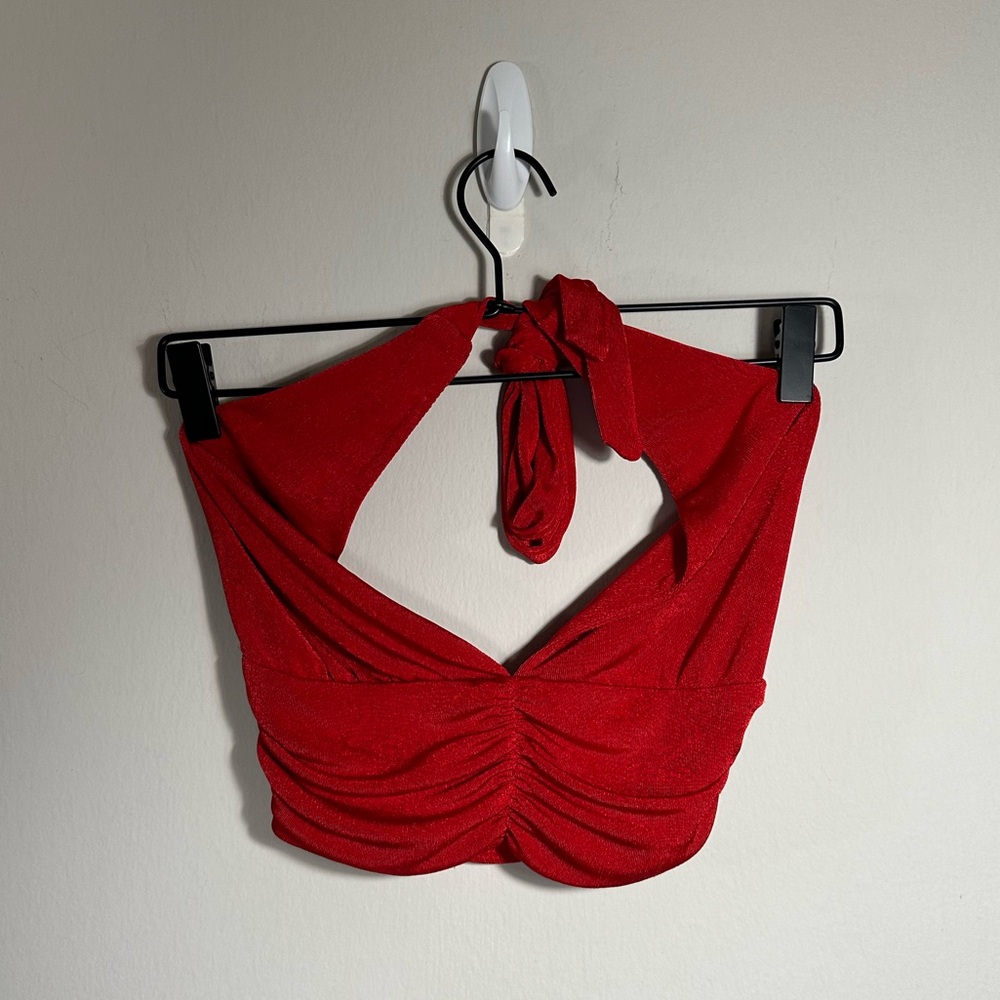 Target Red Cropped Halter Top